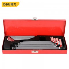 deli得力DL233414G工业级镜面加长球头内六角组套14件套S2