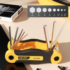 deli得力DL3598折叠平头内六角组套8件套包胶款