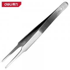 deli得力DL396202镊子120mm平头不锈钢